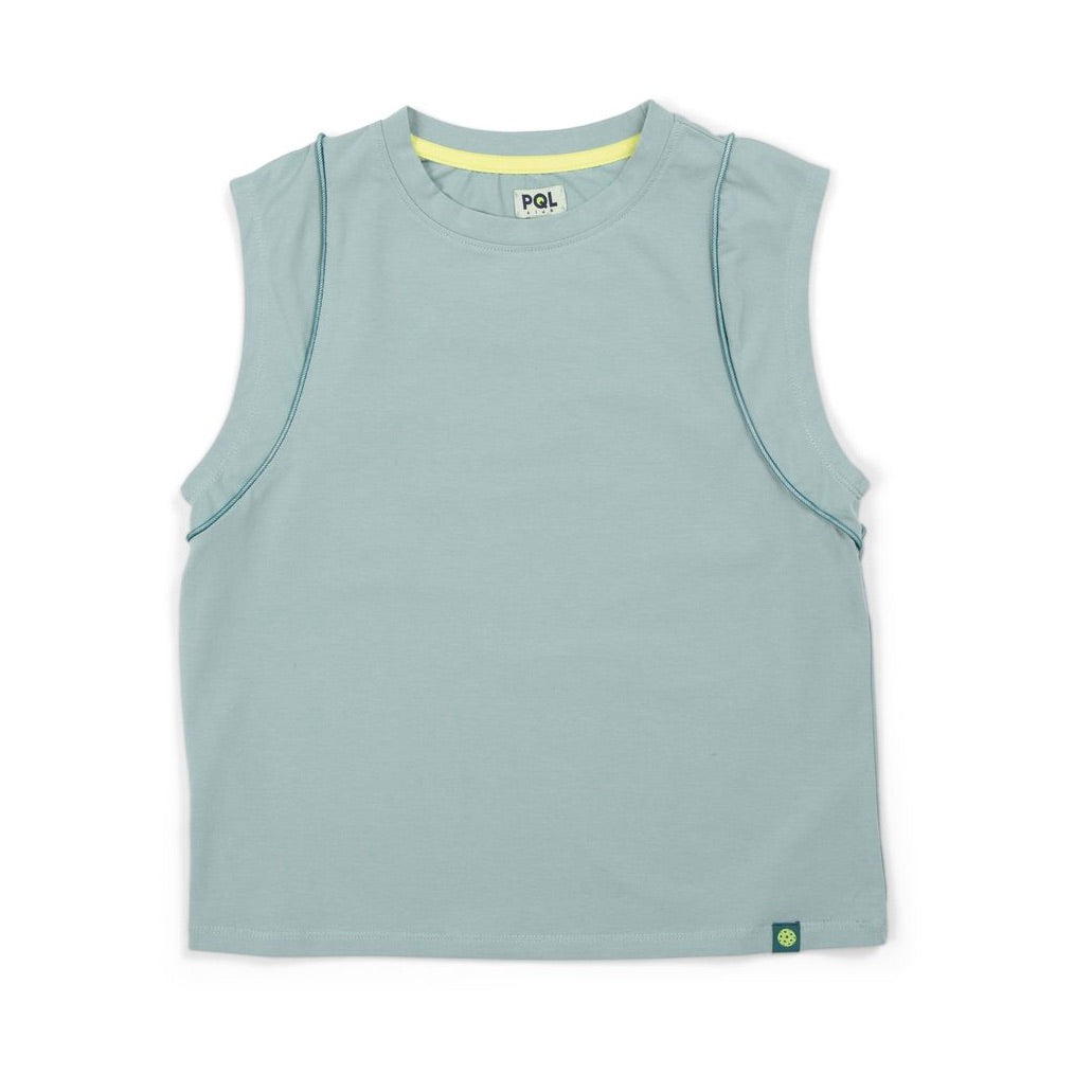 PQL CROPPED COURT TANK CYAN