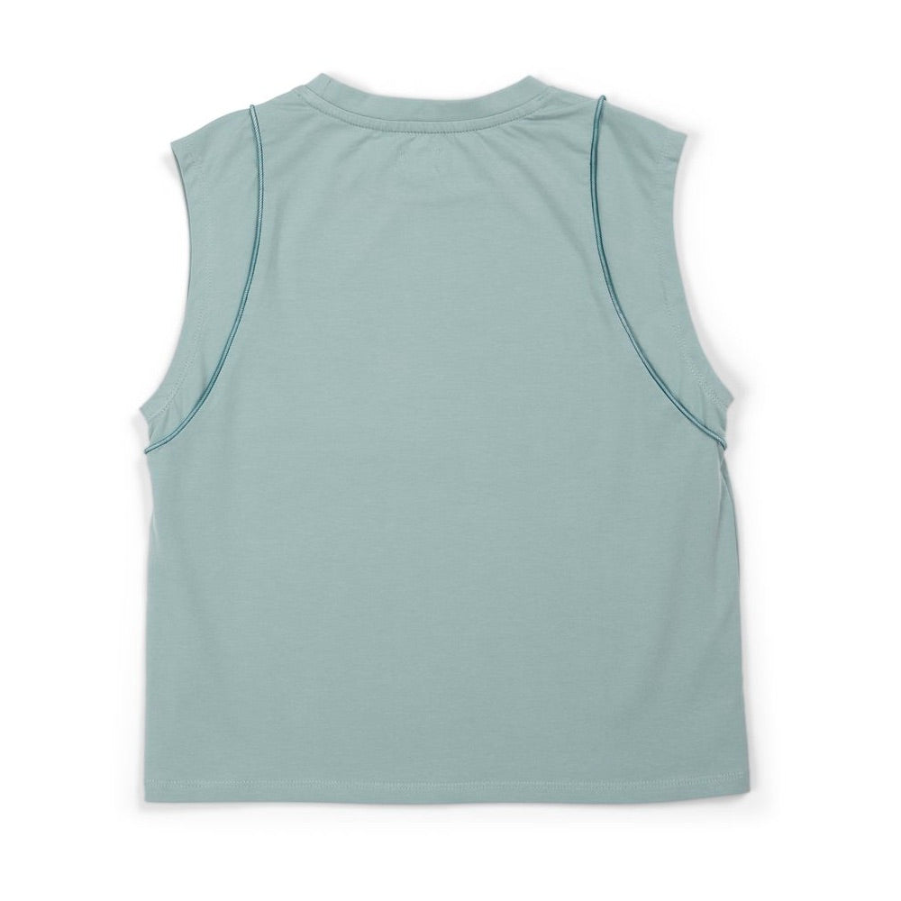 PQL CROPPED COURT TANK CYAN
